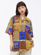 Retro Printing Short Sleeved Shirt