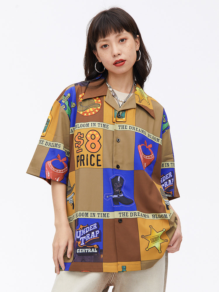 Retro Printing Short Sleeved Shirt