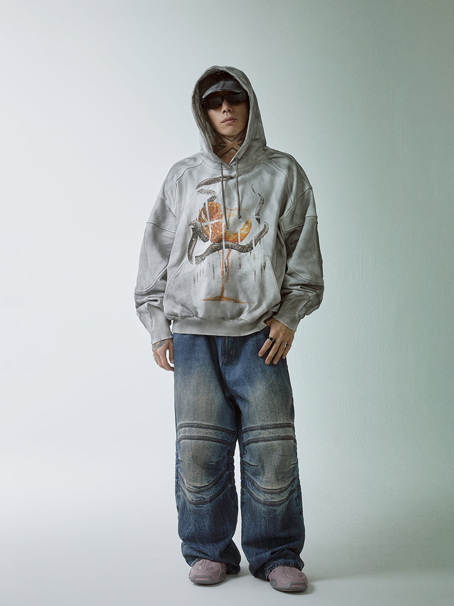 F2CE Dirty Dye Printed Hoodie