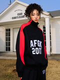 AFGK Standing Collar Patchwork Color Blocking Sweatshirt