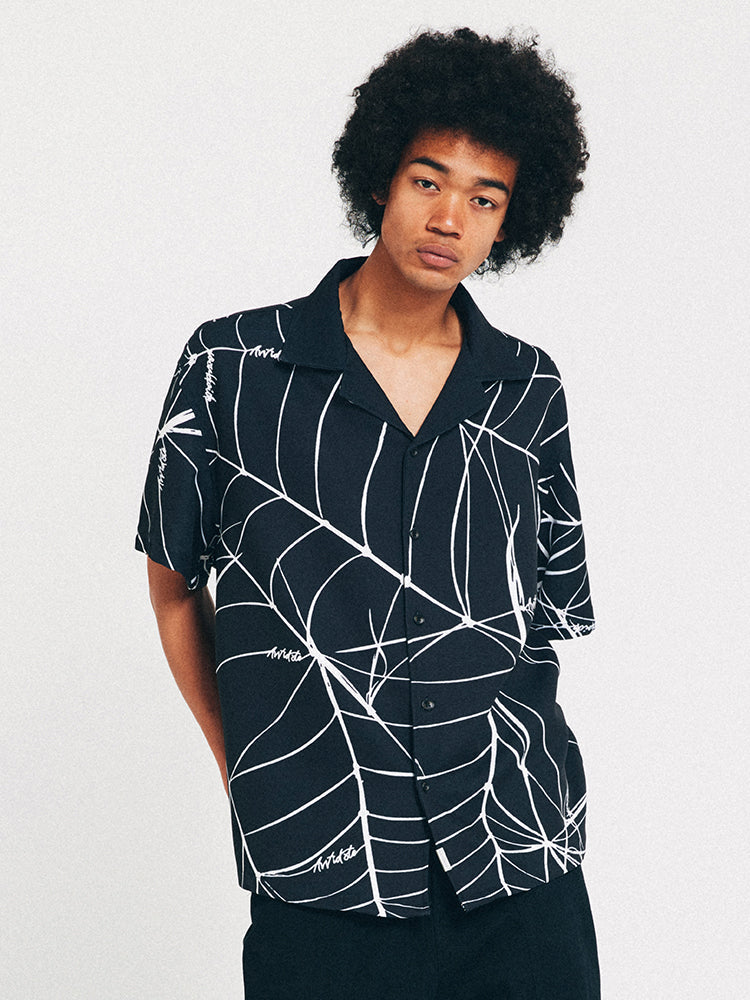 ANTIDOTE Spider Web Print Short Sleeved Shirt