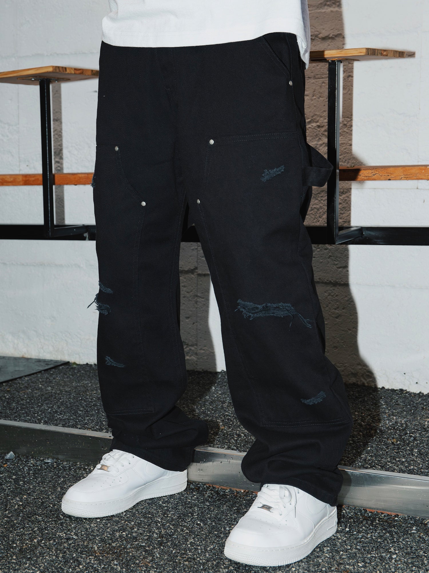 S45 Hole Washed Double Knee Work Pants