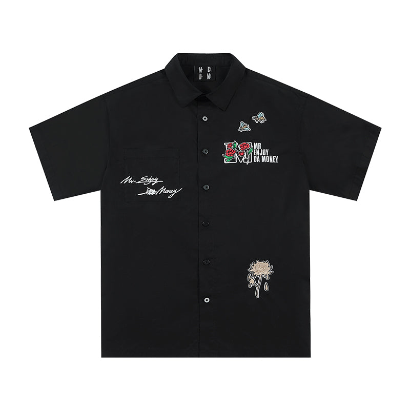 MEDM Rose Honey Embroidery Short Sleeved Shirt