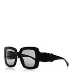 Acetate Calfskin Polarized Square Sunglasses 5474-Q Black