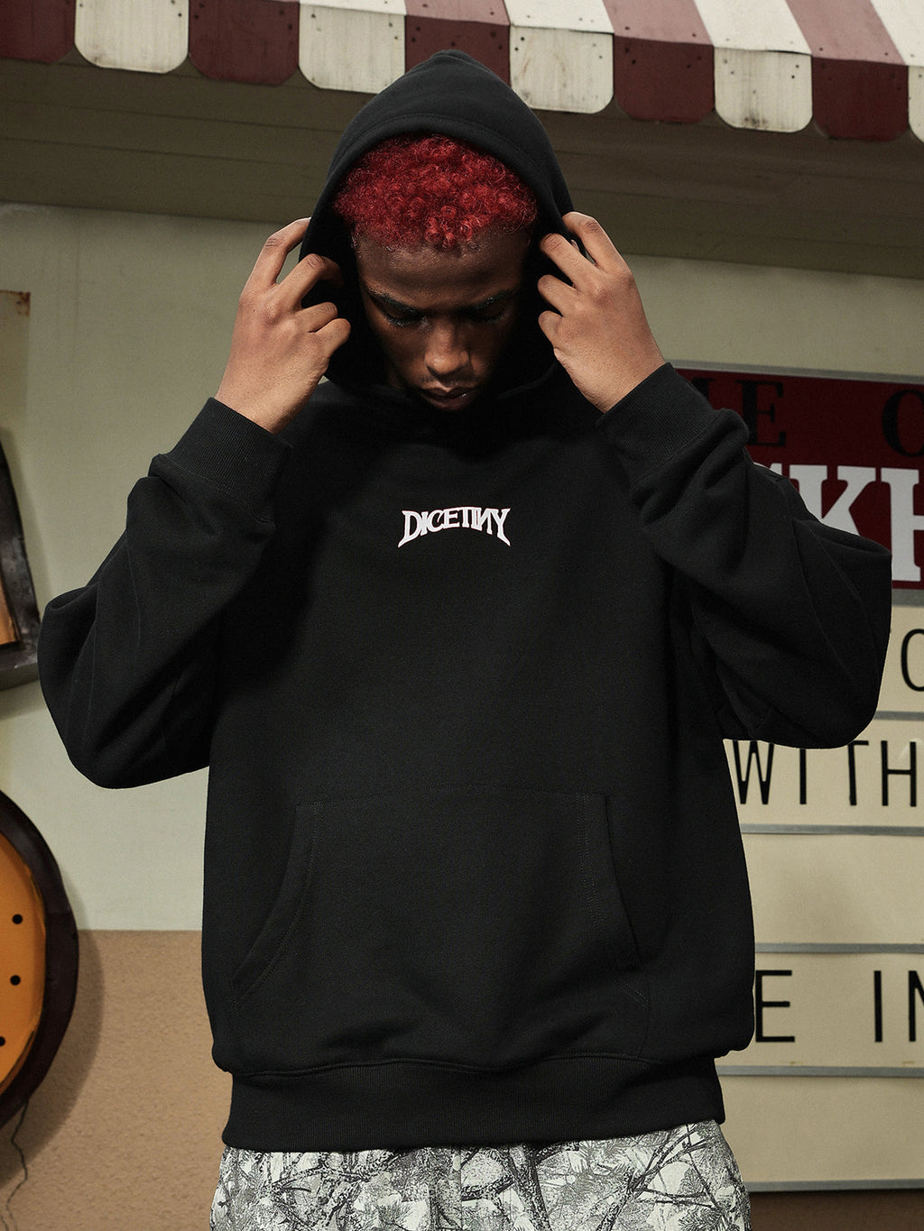 DICETINY Basic Logo Printed Hoodie