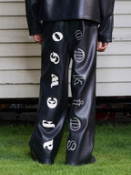 AFGK Punk Embroidery Leather Pants