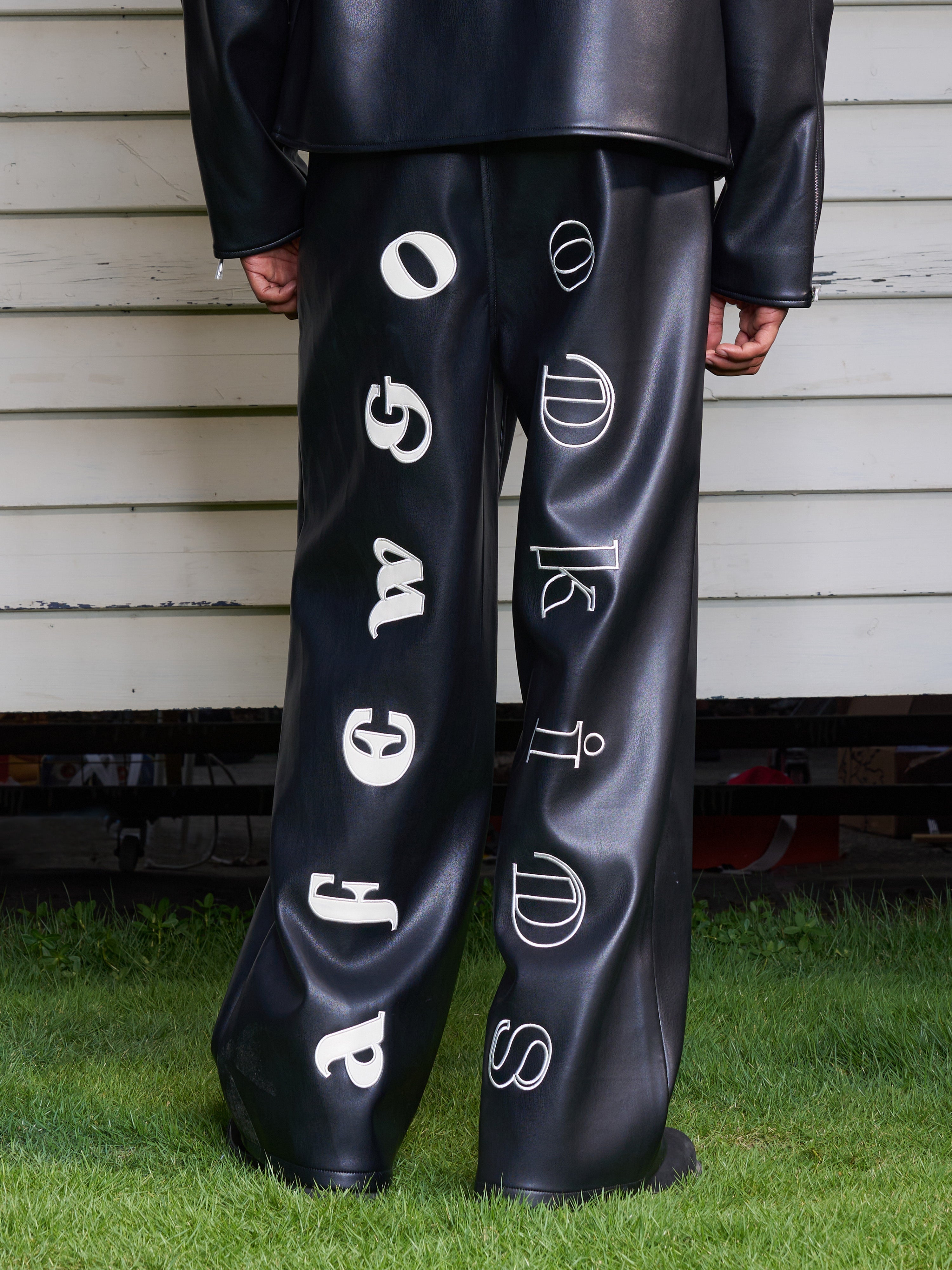 AFGK Punk Embroidery Leather Pants