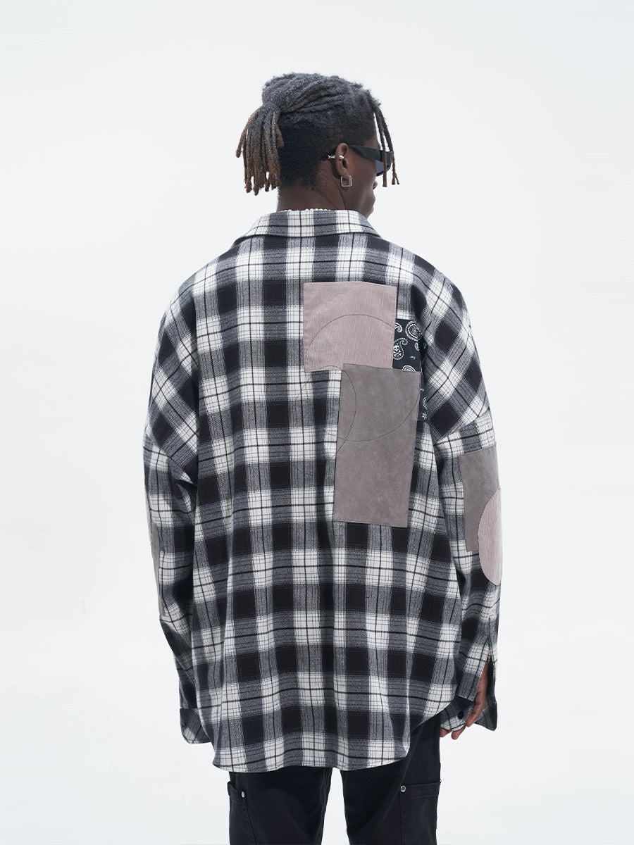 Harsh and Cruel Patchwork Plaid Long Sleeve Shirt