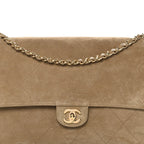 Suede Calfskin Souplissimo Maxi Flap Dark Beige