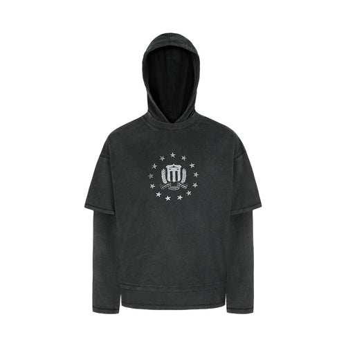 ANTIDOTE Washed Print Fake Two Piece Hoodie