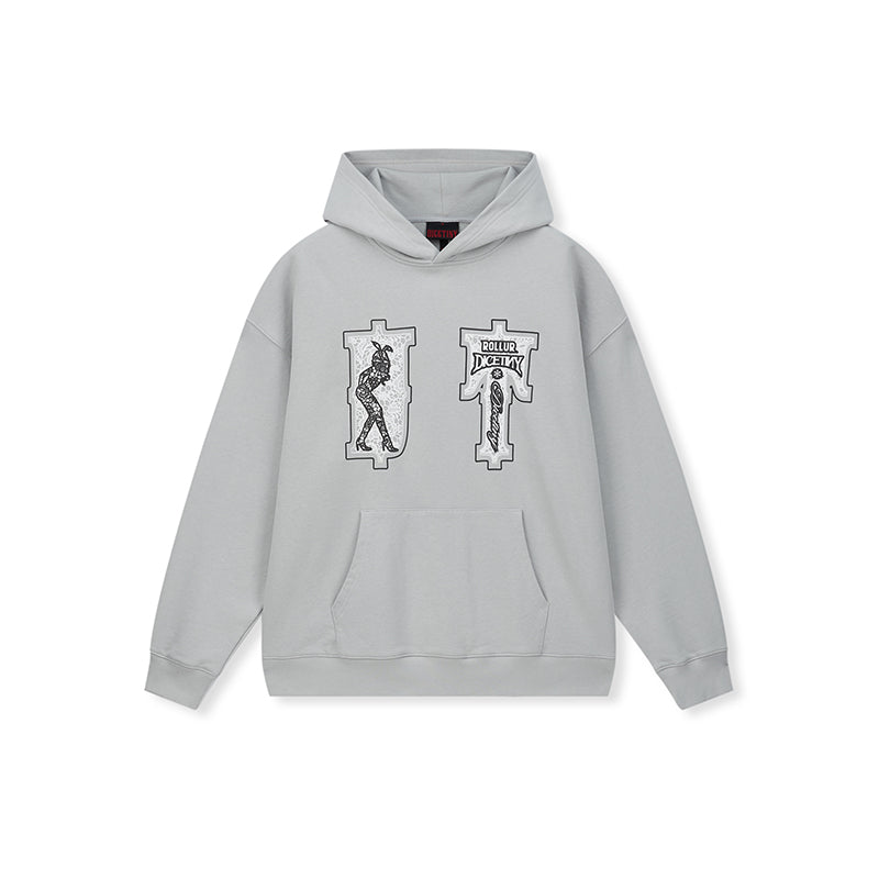DICETINY Lace Bunny Girl Faux Embroidery Prints Hoodie