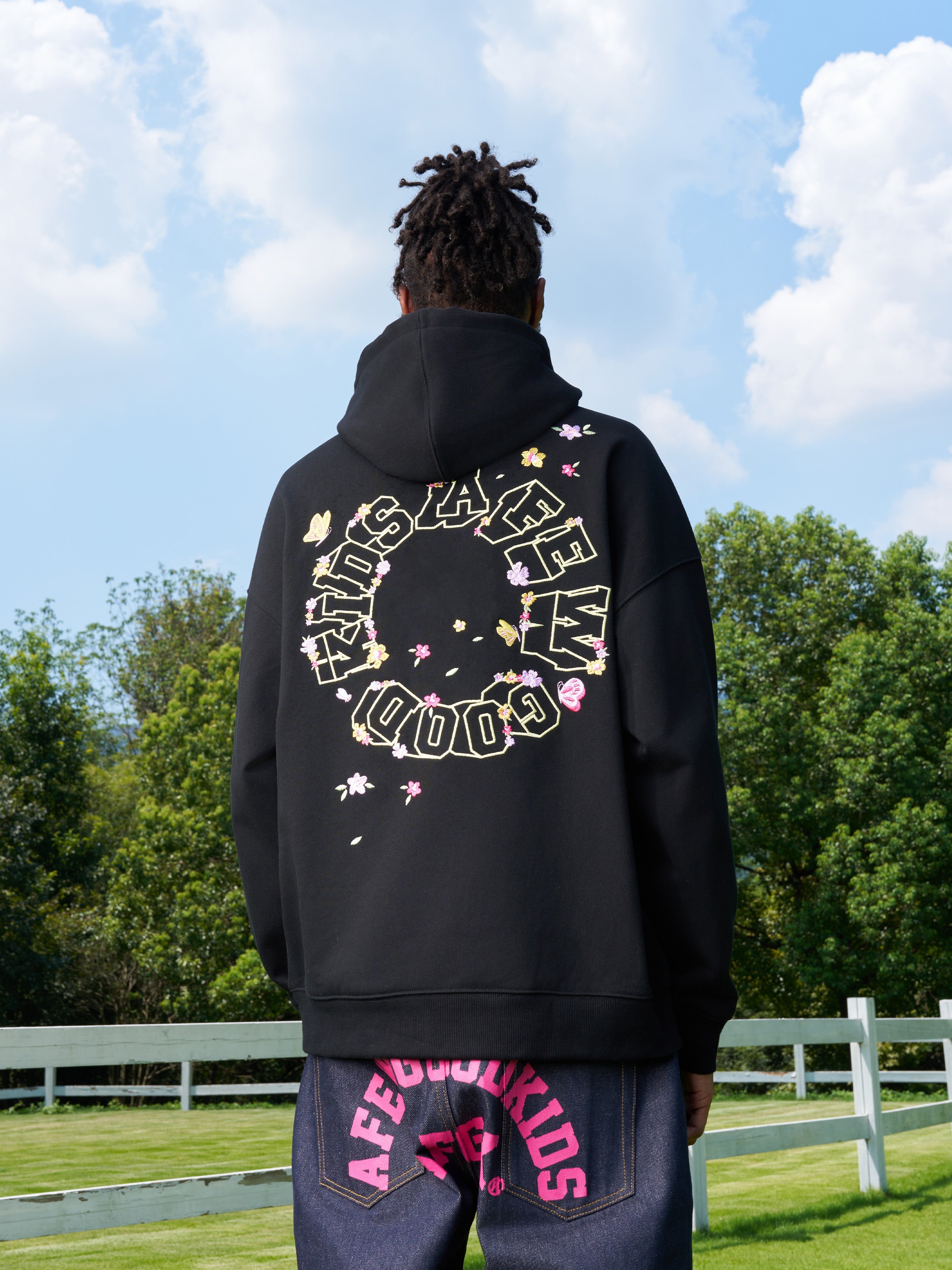 AFGK Butterfly Flower Flying Embroidery Hoodie