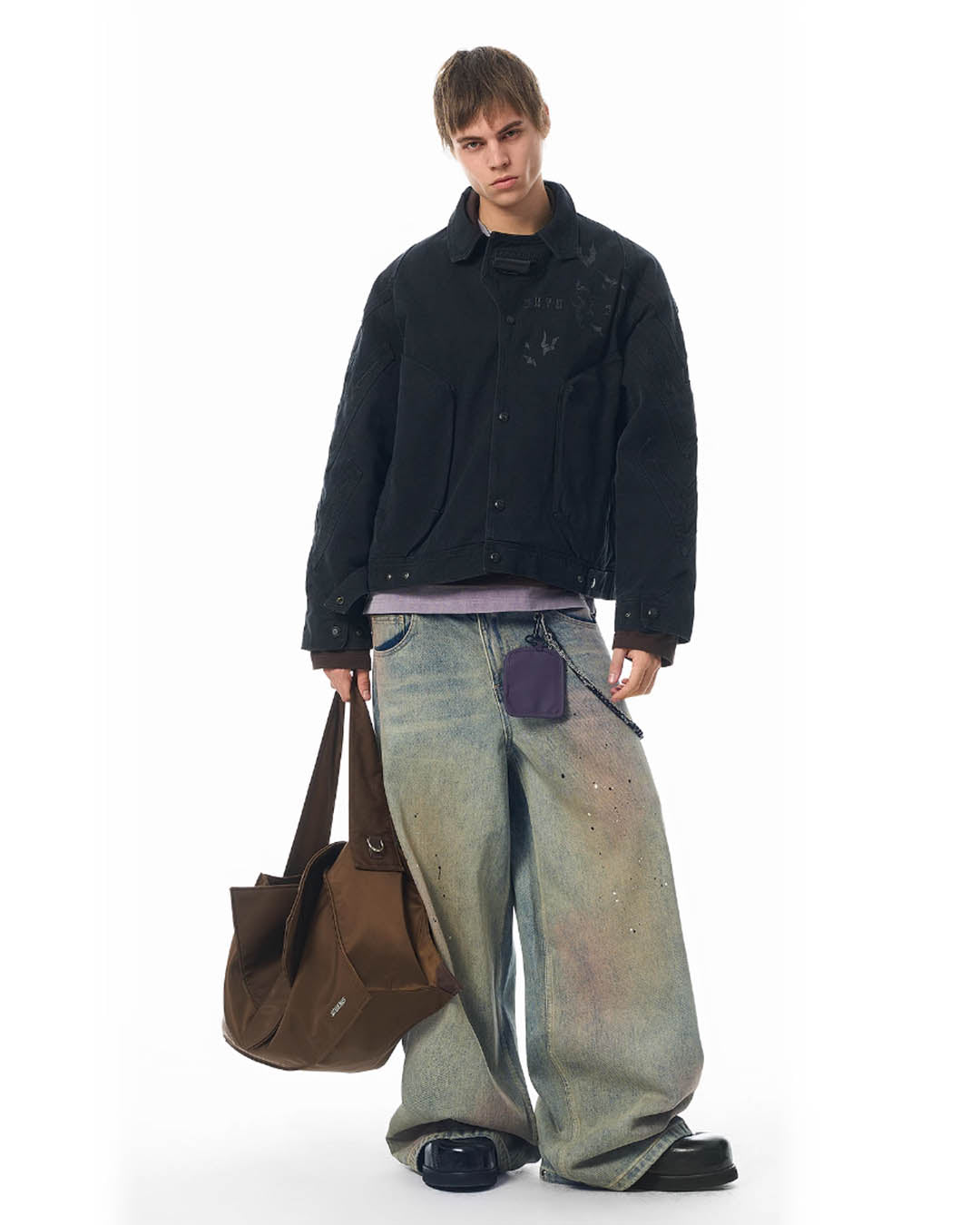 JHYQ Contrast Color Stitching Canvas Work Jacket