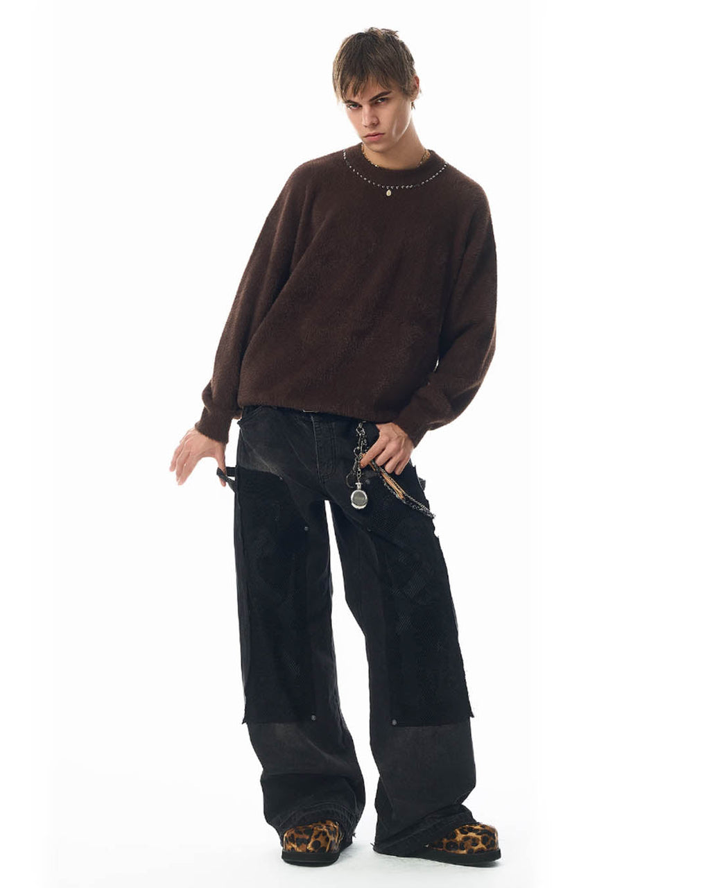 JHYQ Mesh Stitching Double Knee Jeans