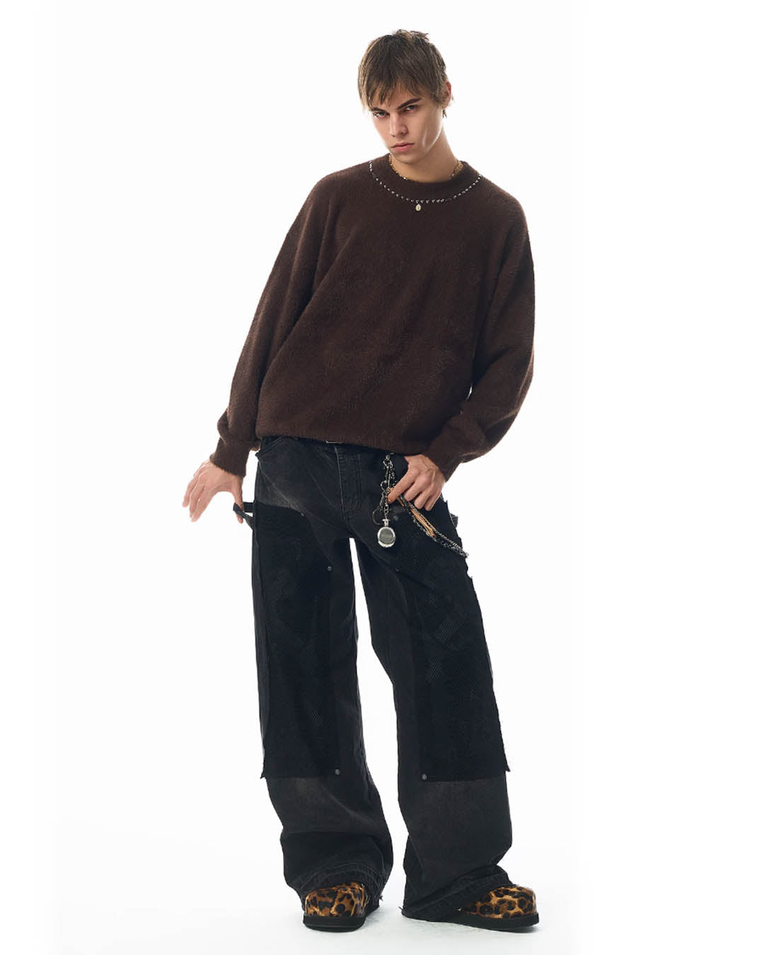 JHYQ Mesh Stitching Double Knee Jeans