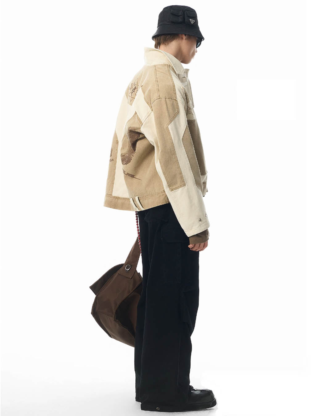 JHYQ Contrast Color Stitching Printed Canvas Work Jacket