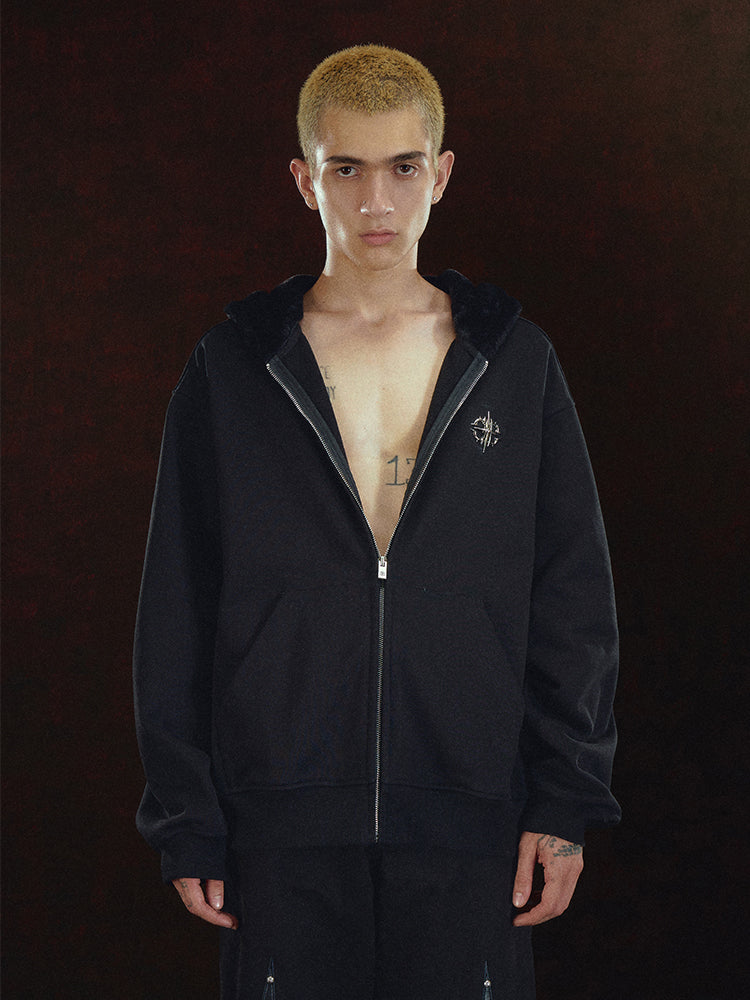 DICETINY Metal Logo Zip Up Hoodie
