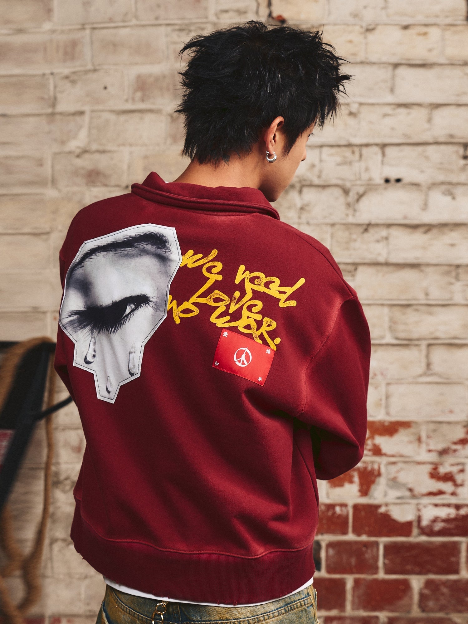 S45 Vintage Lapel Patch Polo Sweatshirt