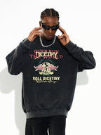 DICETINY Spoof Logo Print Washed Sweatshirt