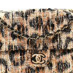 Tweed Mixed Fibers Leopard Print Small Souplissimo Maxi Flap Brown Black White