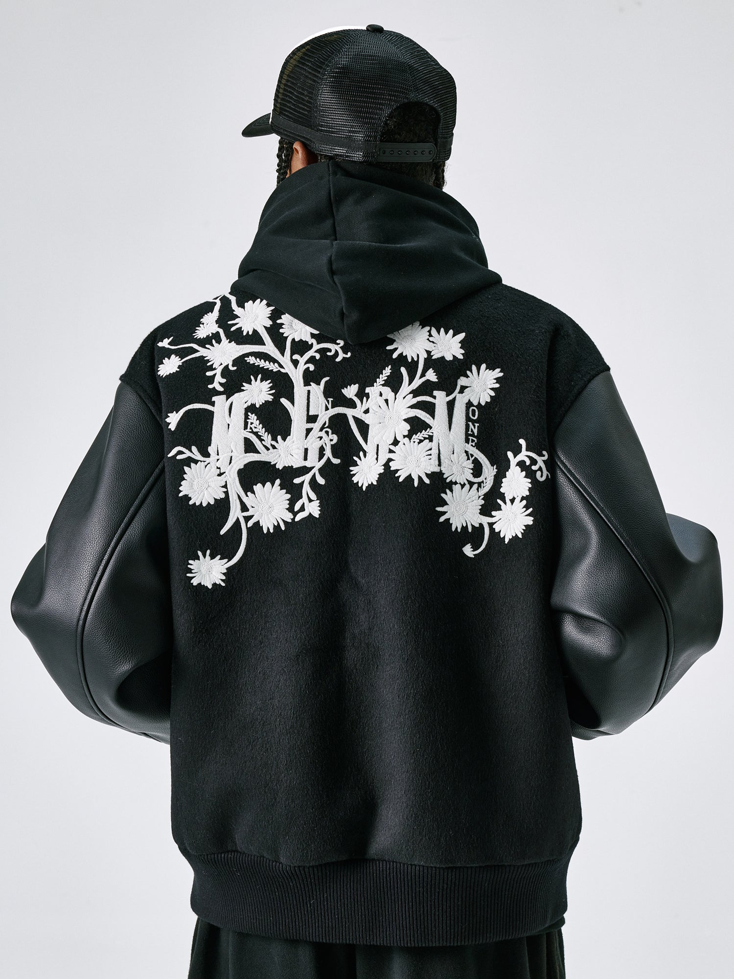 MEDM Daisy Embroidery Varsity Jacket