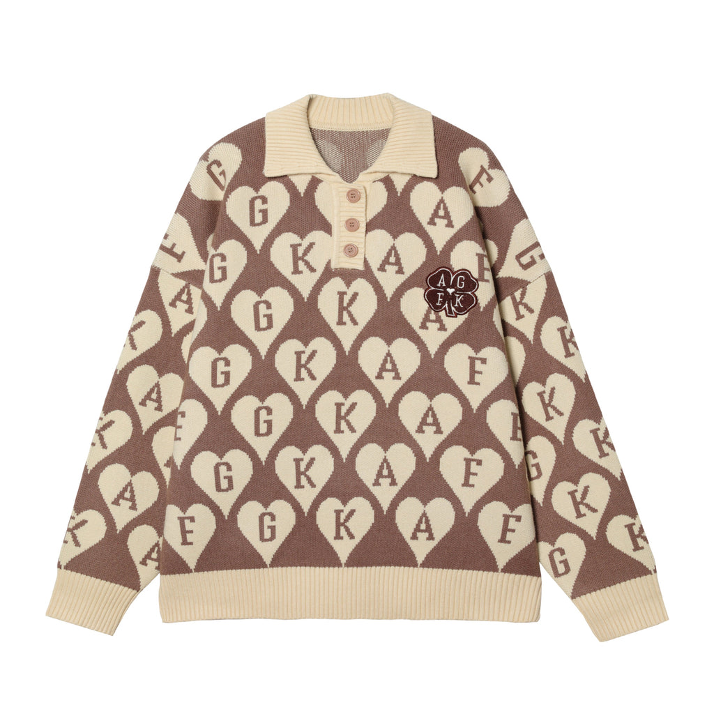 AFGK All-Over Print Logo Knit Sweater