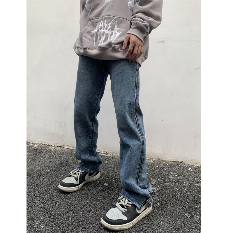 Side Zipper Design Denim Jeans