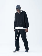 Harsh and Cruel Patch Label Distressed Knit Sweater