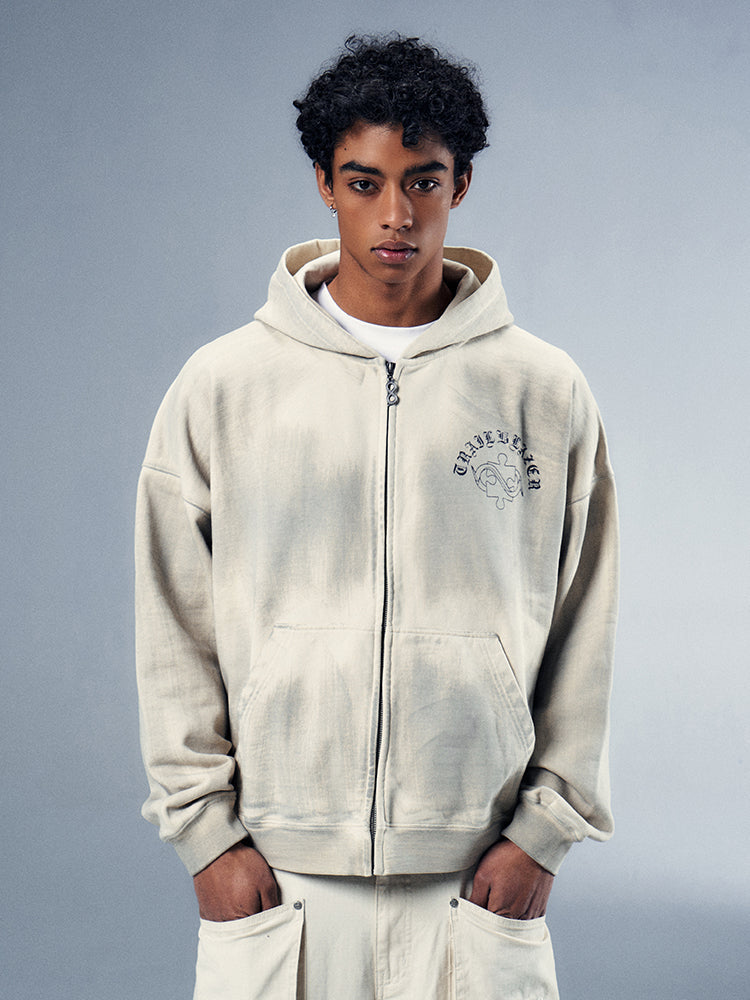 YADcrew x BIPOLAR Mud Dyed Vintage Zipper Hoodie