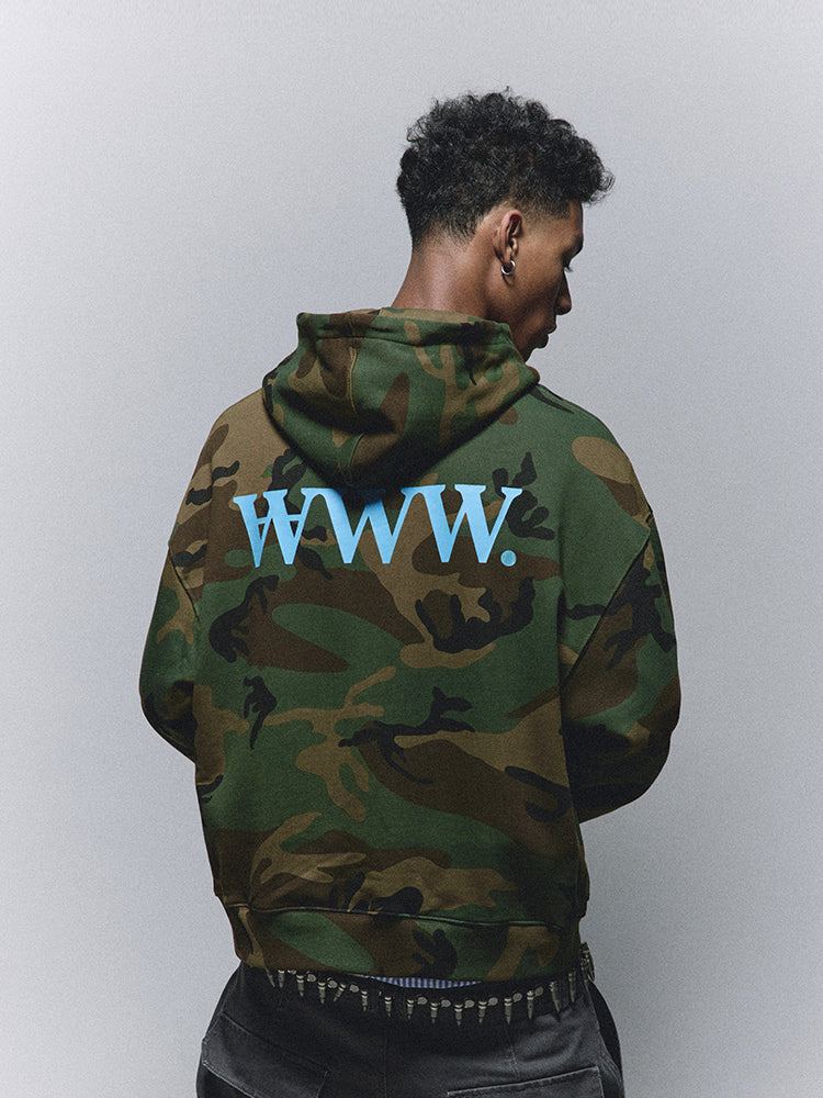 ANTIDOTE Camouflage Printed Zip Up Hoodie