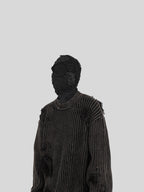 UNDERWATER Washed Handmade Destruction Patchwork Knit Sweater Gray