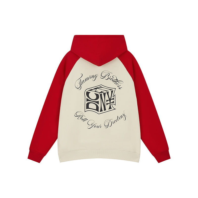 DICETINY Dice Roll Print Color Blocked Hoodie