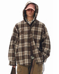 JHYQ Work Plaid Embroidery Hooded Shirt Jacket