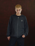 DICETINY Metal Logo Zip Up Knit Hoodie