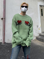 Skeleton Hands Heart Knit Sweater