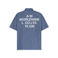ANTIDOTE Plaid Lettering Print Short Sleeved Shirt