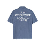 ANTIDOTE Plaid Lettering Print Short Sleeved Shirt