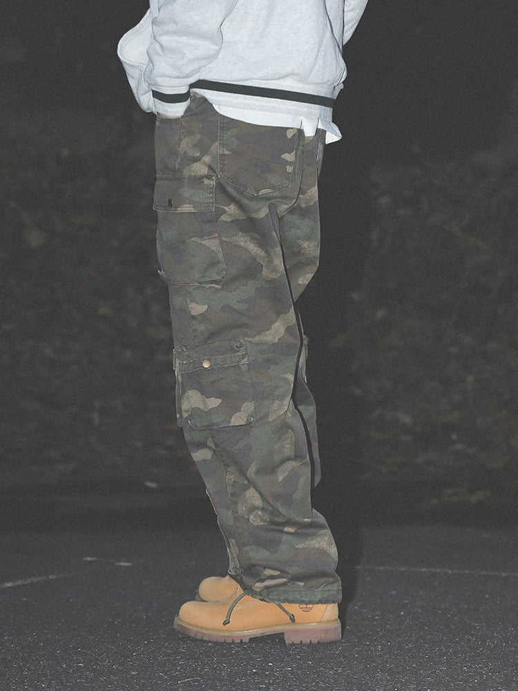 UNTILWERICH Dirty Camo Multi Pocket Work Cargo Pants