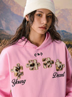 YADcrew Leopard Patch Embroidery Jigsaw Puzzle Hoodie