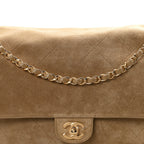 Suede Calfskin Souplissimo Maxi Flap Dark Beige