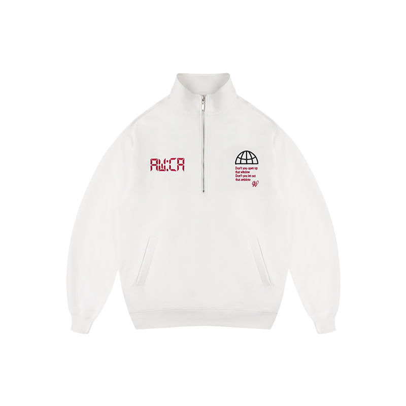 ANTIDOTE Half Zipper Embroidered Sweatshirt