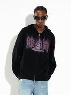DICETINY Thorn Logo Print Zip Up Knit Hoodie