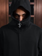 Small Town Kid Studded Cross Patch Zip Up Hoodie