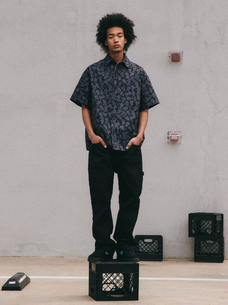 ANTIDOTE Skull Print Short Sleeve Shirt