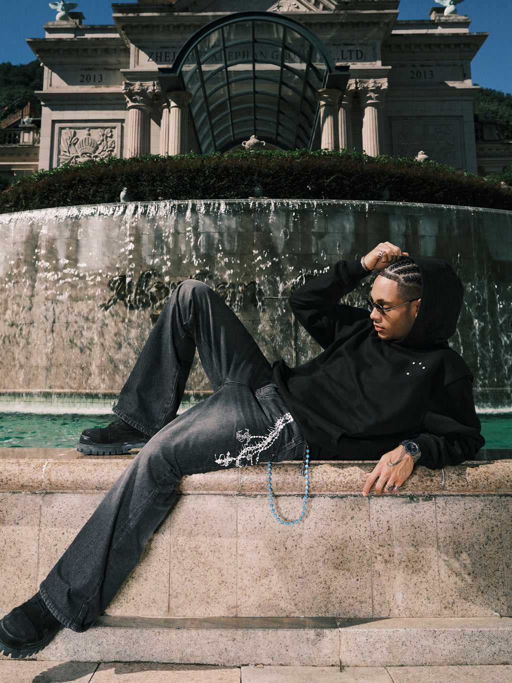 Small Town Kid Studded Logo Patch Hoodie