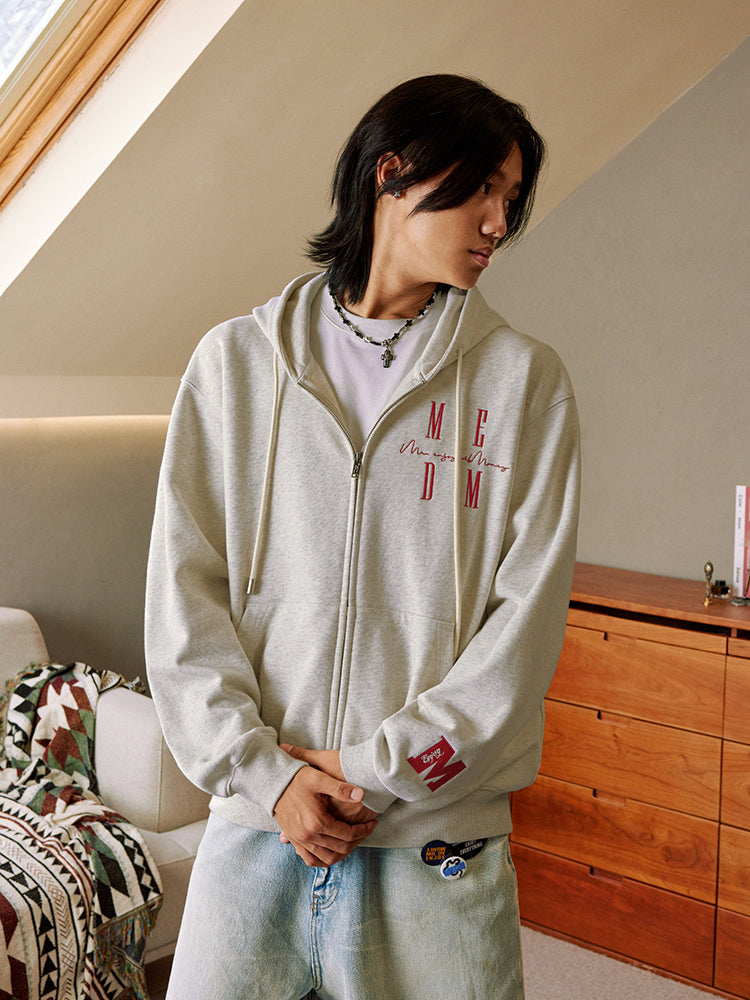 MEDM Basic Logo Embroidery Zip Up Hoodie