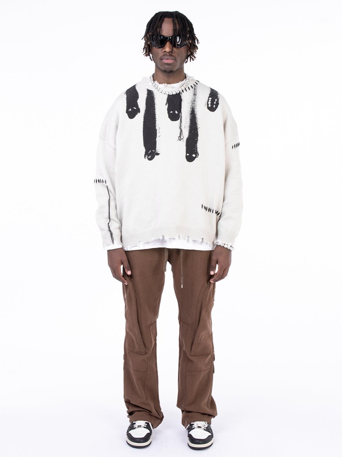 F3F Select Ghost Print Destroy Knit Sweater