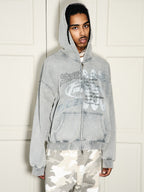 STEEPC Heavy Washed Old Boxy Zip Hoodie