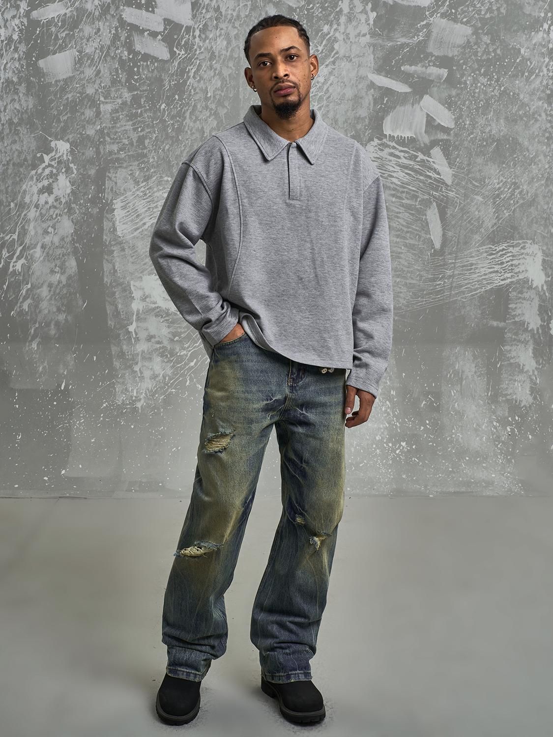 F3F Select Deconstructed Long Sleeve Polo sweatshirt