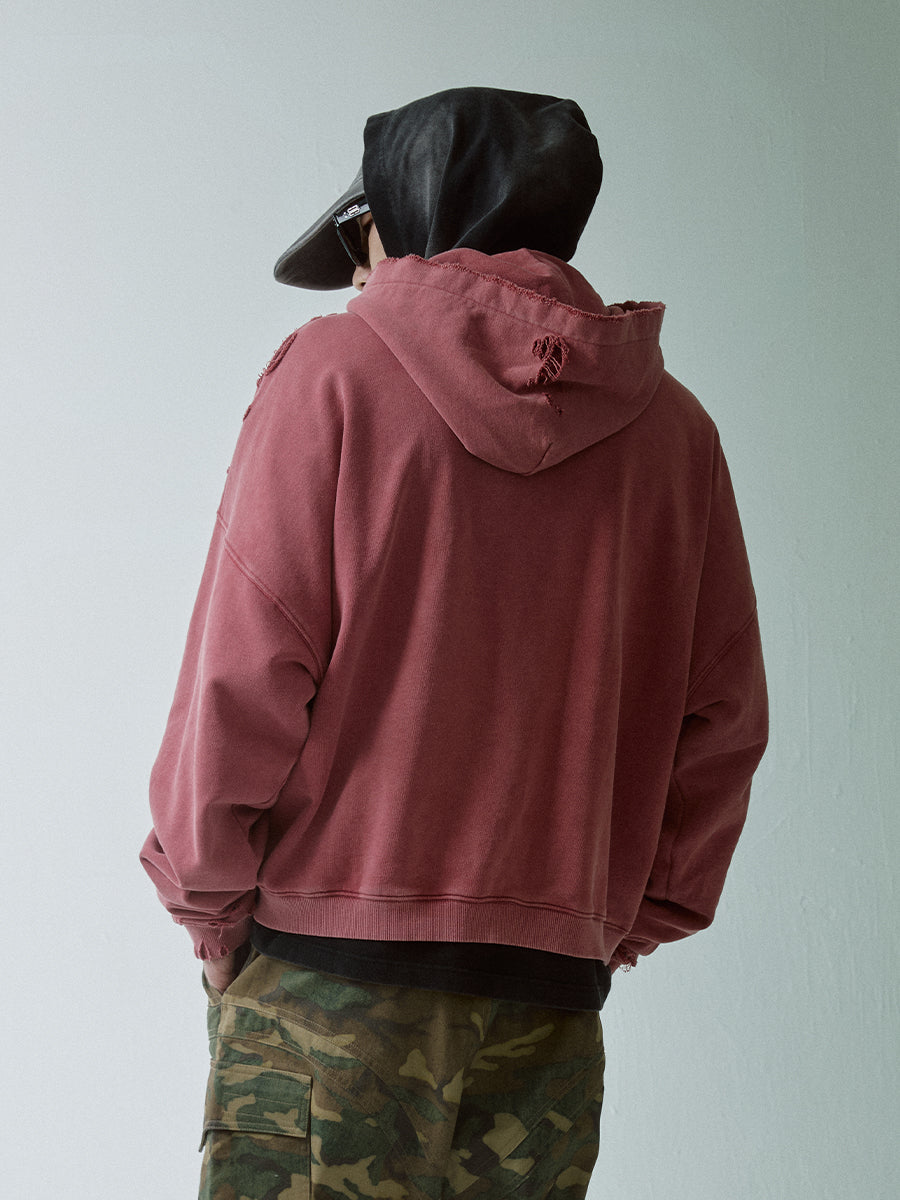 F2CE Washed Destruction Metal Logo Hoodie